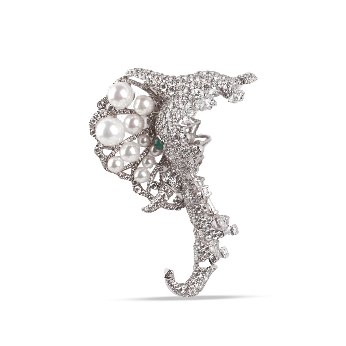 Ivoryn Diamond Brooch in Triple Platinum Plating