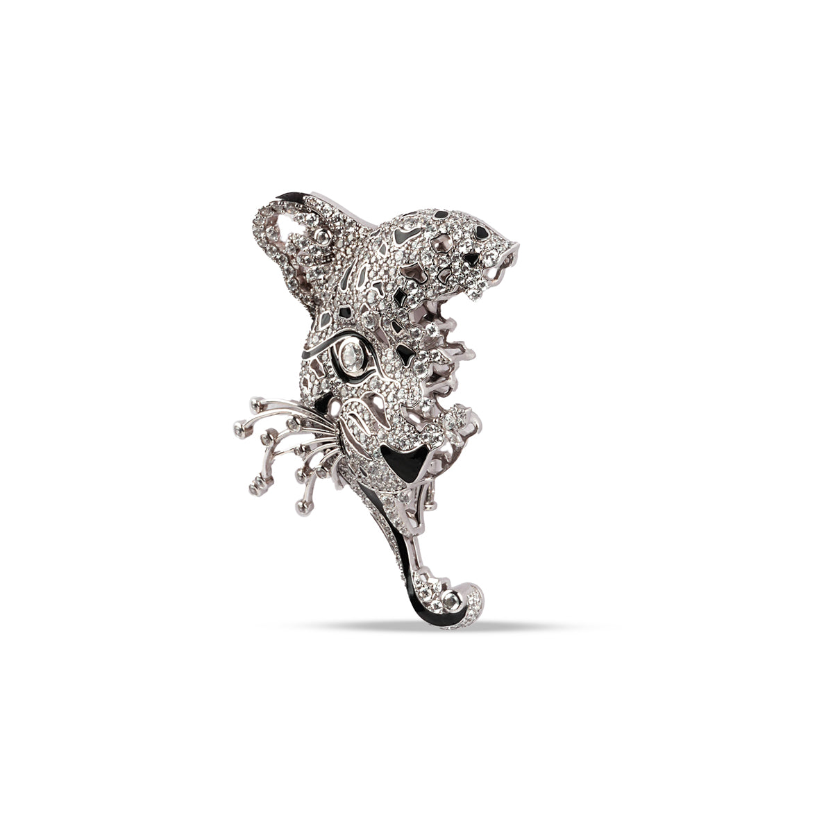 Tiger Éclat Brooch in Triple Platinum Plating