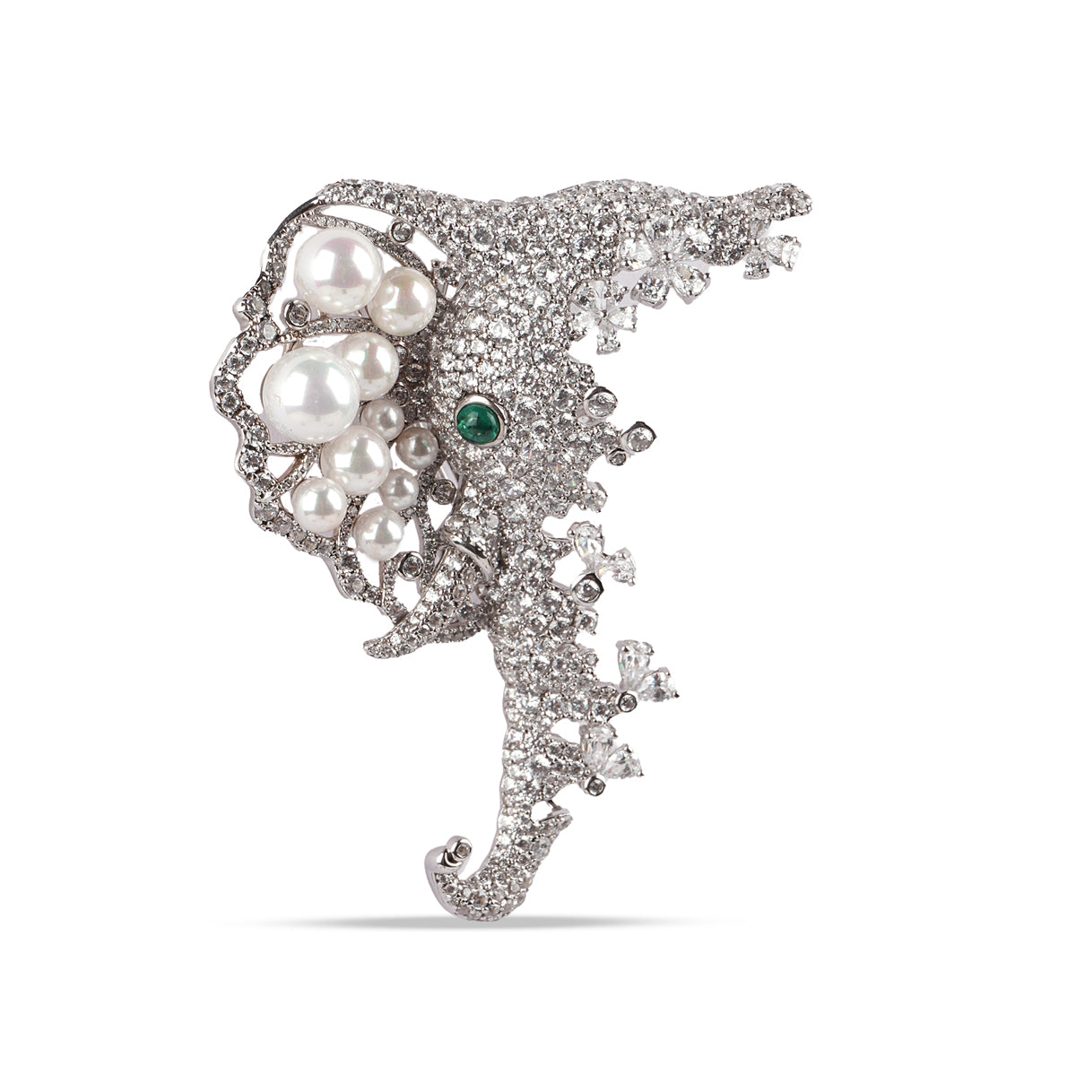 Ivoryn Diamond Brooch in Triple Platinum Plating