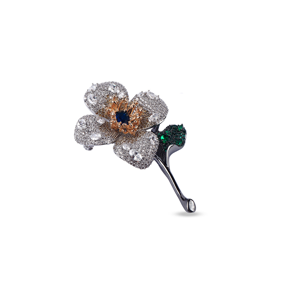 Diamond Orchid Brooch