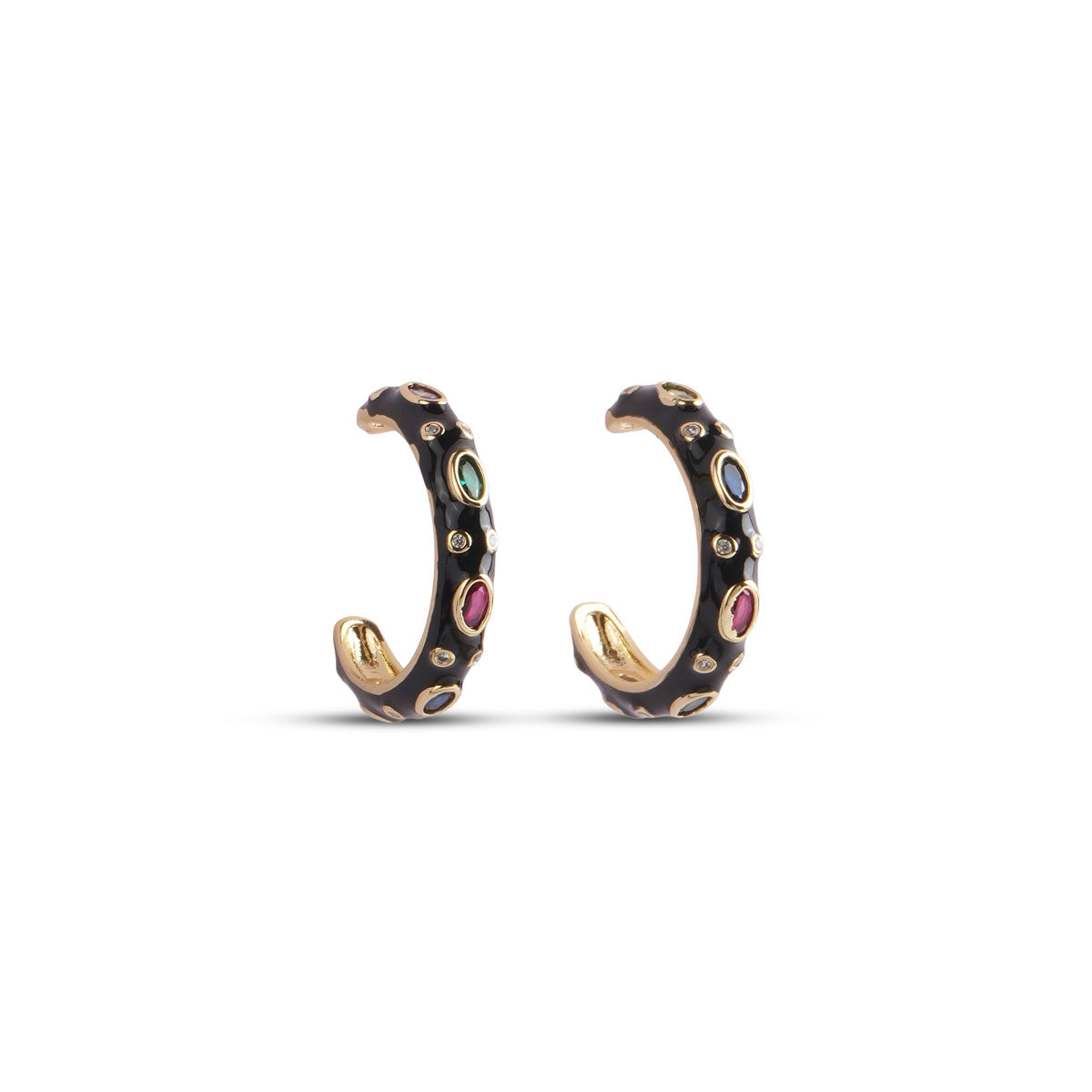 Gloss Hoop Earrings - Black