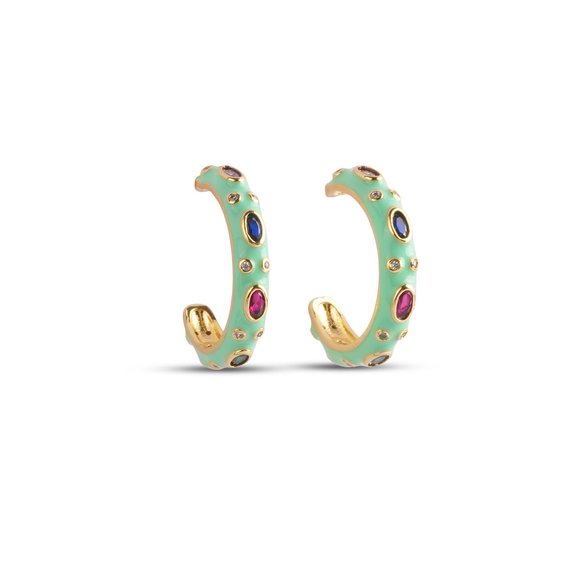 Gloss Hoop Earrings - Mint