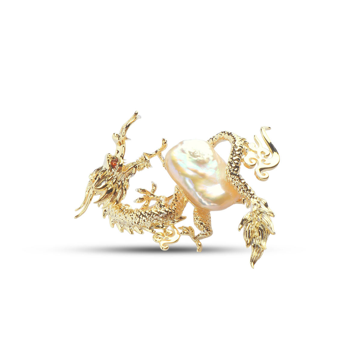 Dragon Mother of Pearl Brooch
