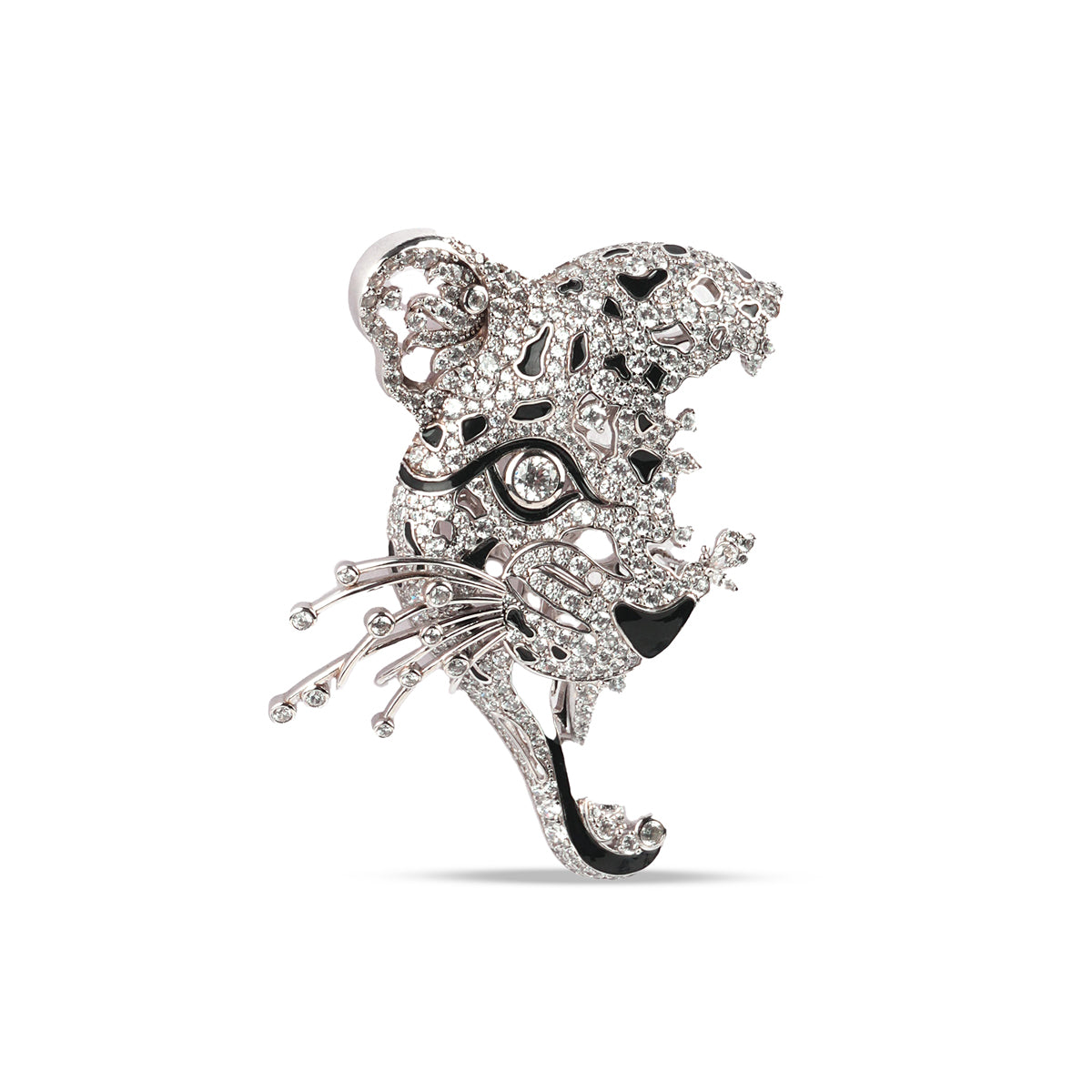 Tiger Éclat Brooch in Triple Platinum Plating