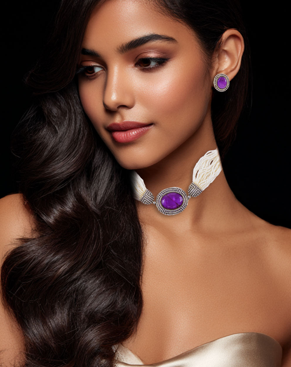 Ishani Necklace Set (Purple)