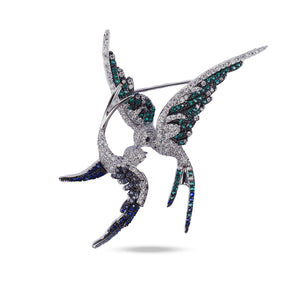 Crystal Swallow Bird Brooch