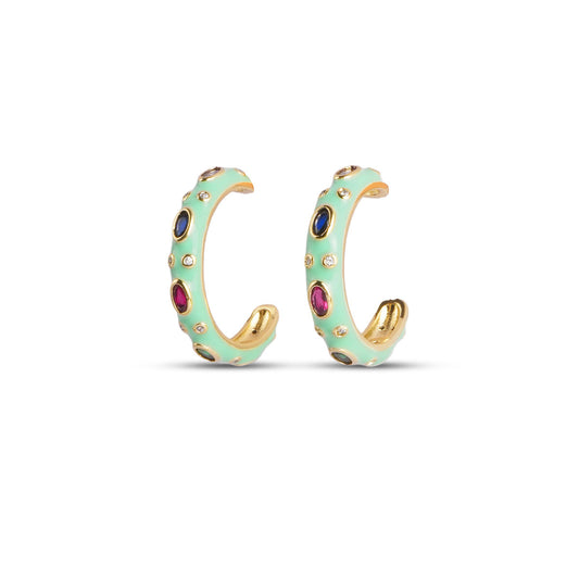 Gloss Hoop Earrings - Mint