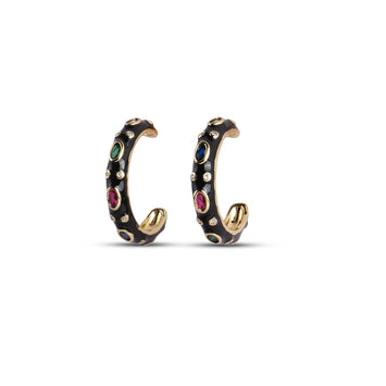 Gloss Hoop Earrings - Black