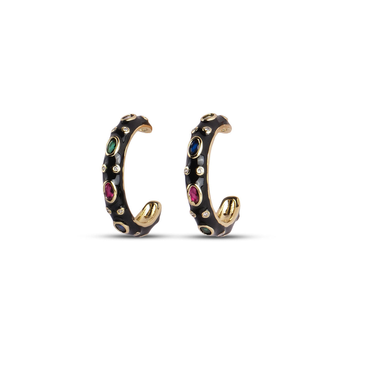 Gloss Hoop Earrings - Black
