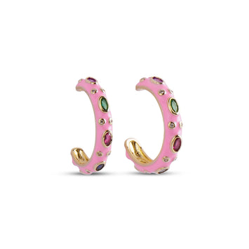 Gloss Hoop Earrings - Pink