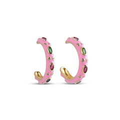 Gloss Hoop Earrings - Pink