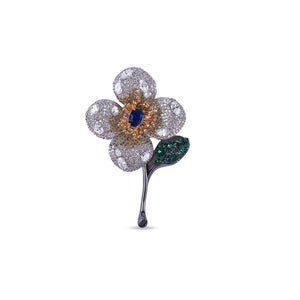 Diamond Orchid Brooch