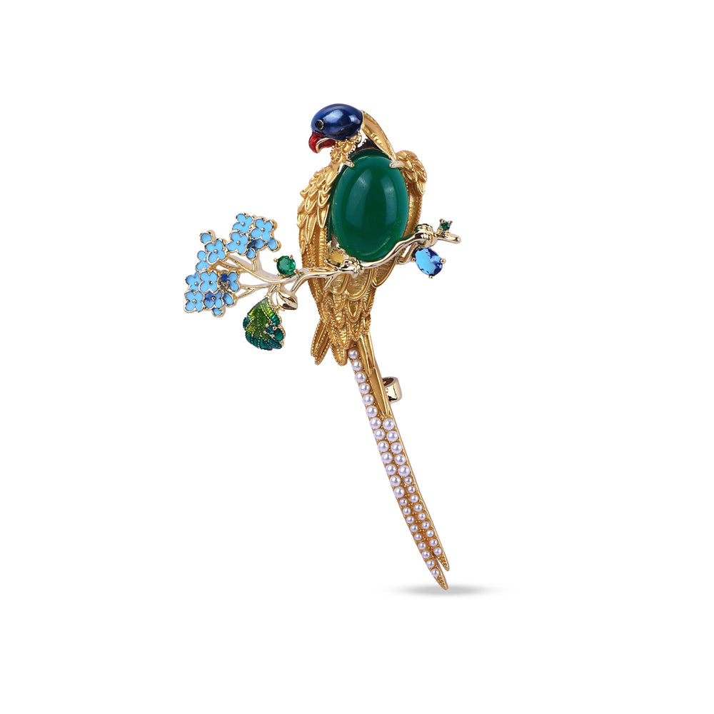 Émeraude Perroquet Brooch