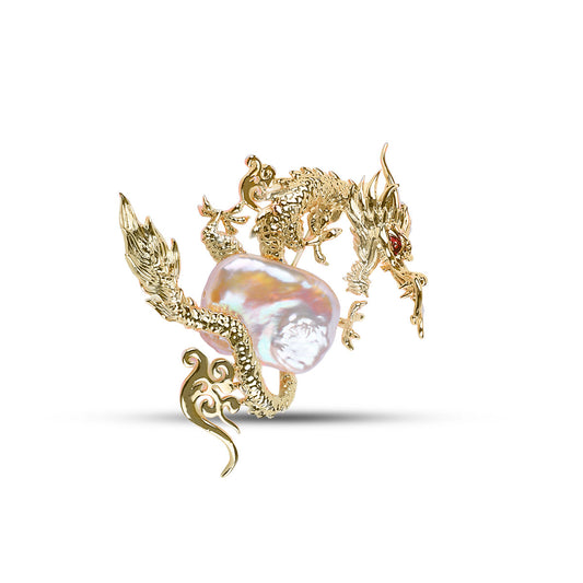 Dragon Mother of Pearl Brooch