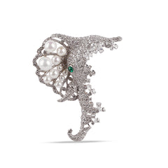 Ivoryn Diamond Brooch in Triple Platinum Plating