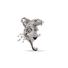 Tiger Éclat Brooch in Triple Platinum Plating