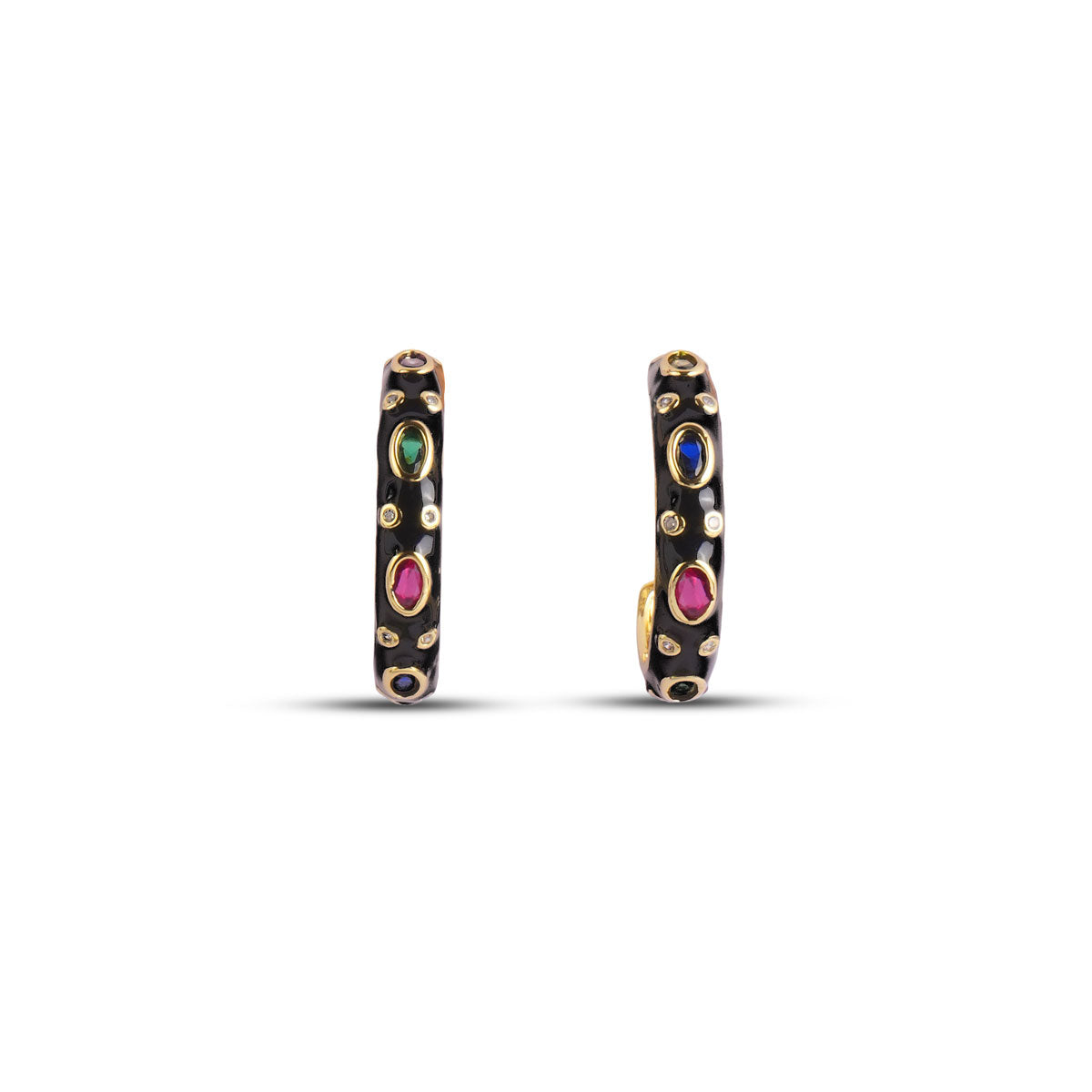 Gloss Hoop Earrings - Black