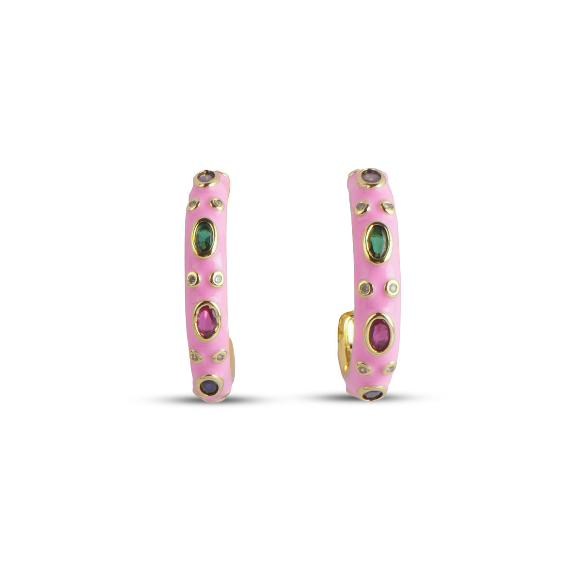 Gloss Hoop Earrings - Pink