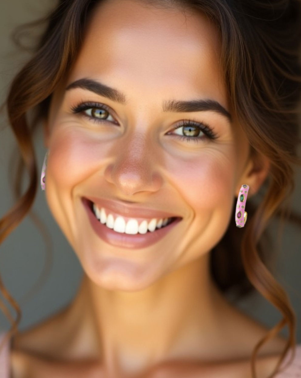 Gloss Hoop Earrings - Pink