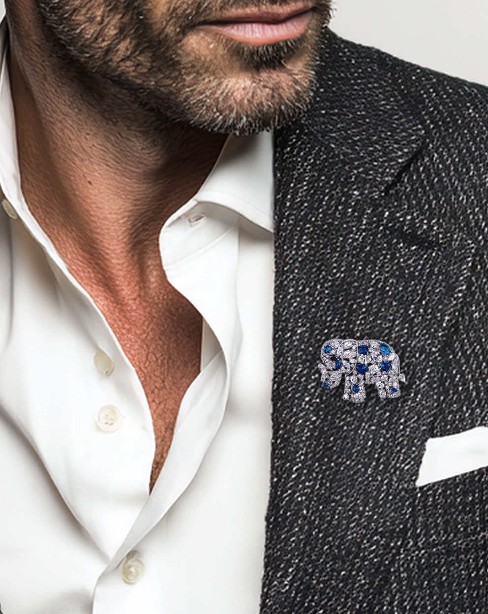 Éléphant Saphir Brooch