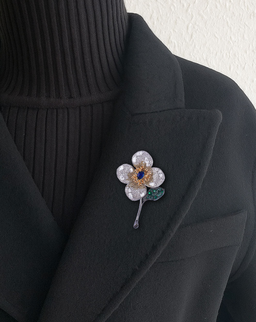 Diamond Orchid Brooch