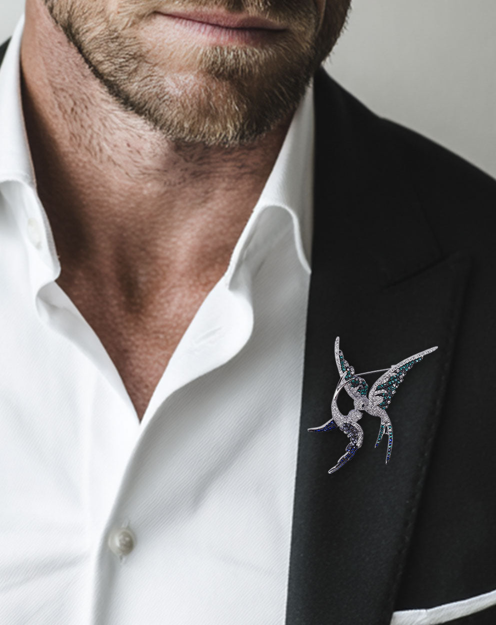 Crystal Swallow Bird Brooch
