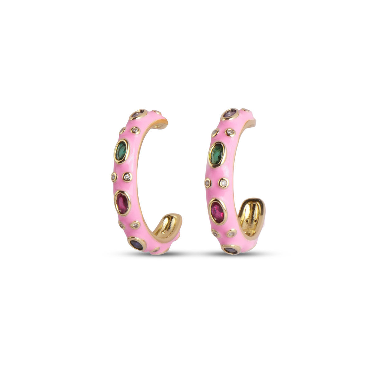 Gloss Hoop Earrings - Pink