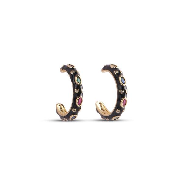 Gloss Hoop Earrings - Black