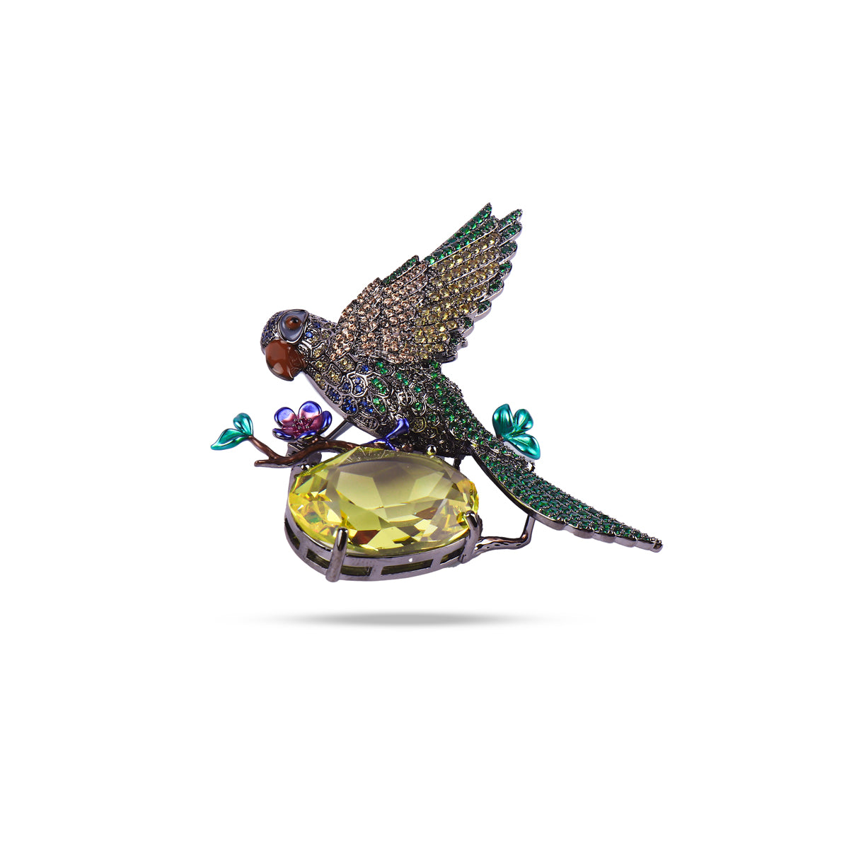 Loro Brooch in Citrine Crystal