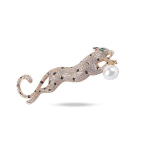 Léopard Royal Brooch 14K
