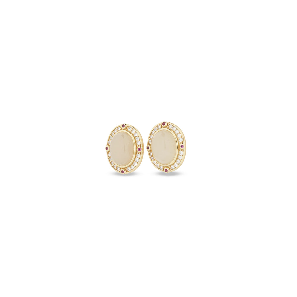 14K Opal Elowen Moon Studs