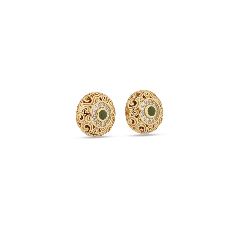 18K Vermeil Verdant Halo Studs