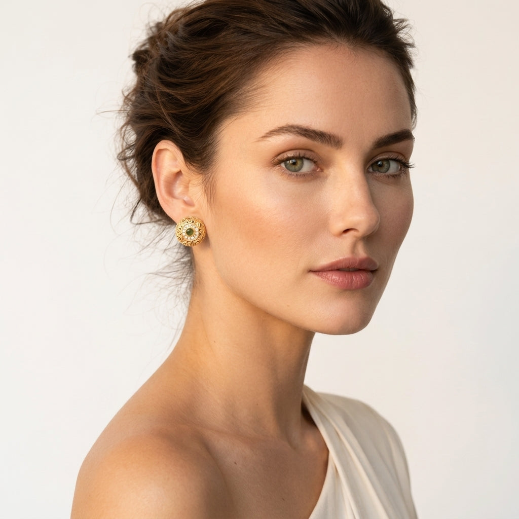 18K Vermeil Verdant Halo Studs