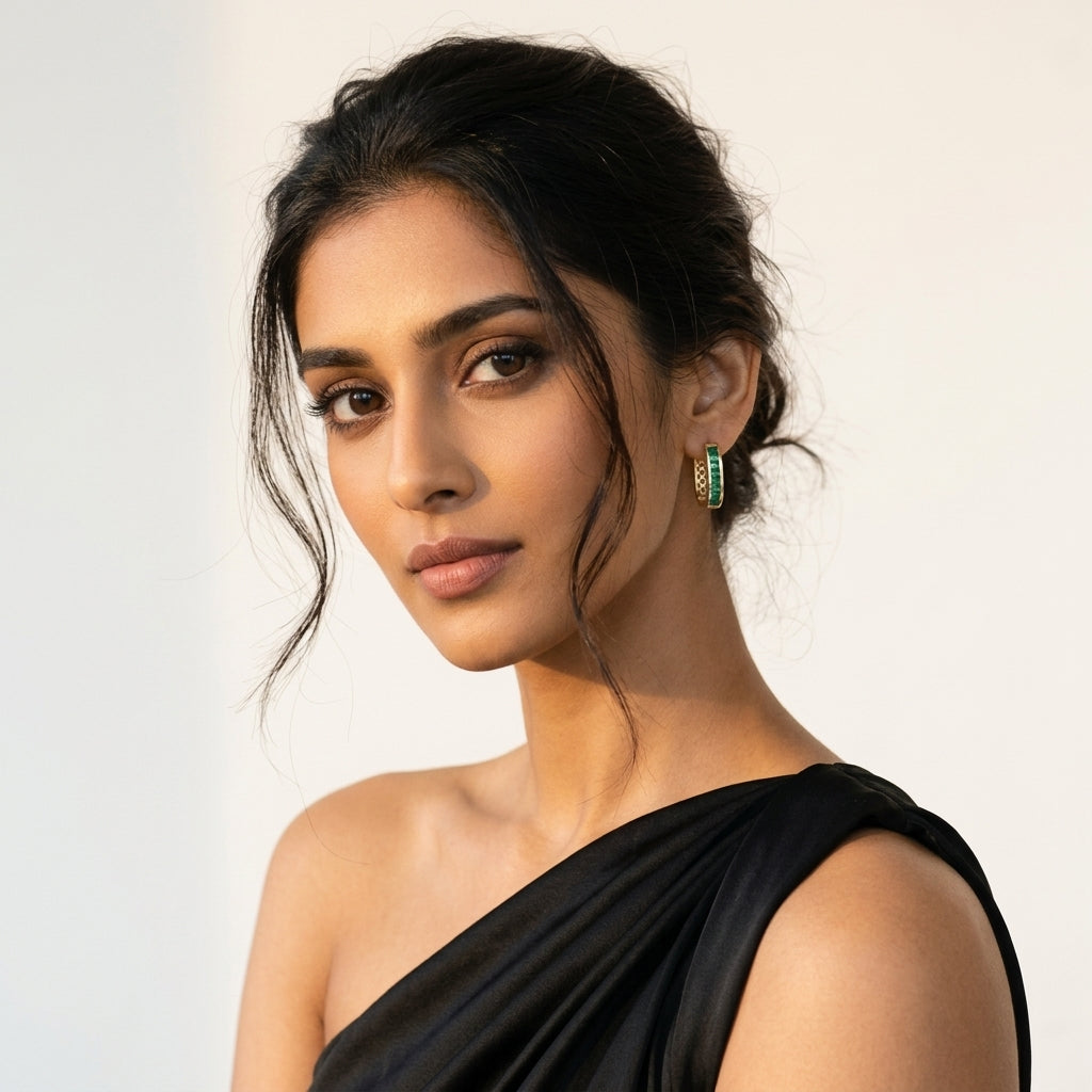 Verdelle Emerald Hoop Earrings