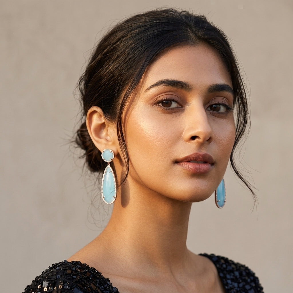 Aqua Cascade Drop Earrings