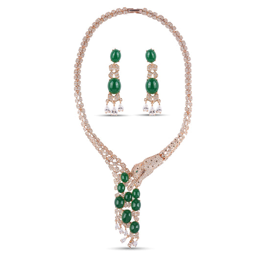 18K Raphelia Emerald Necklace (Sold as a set)