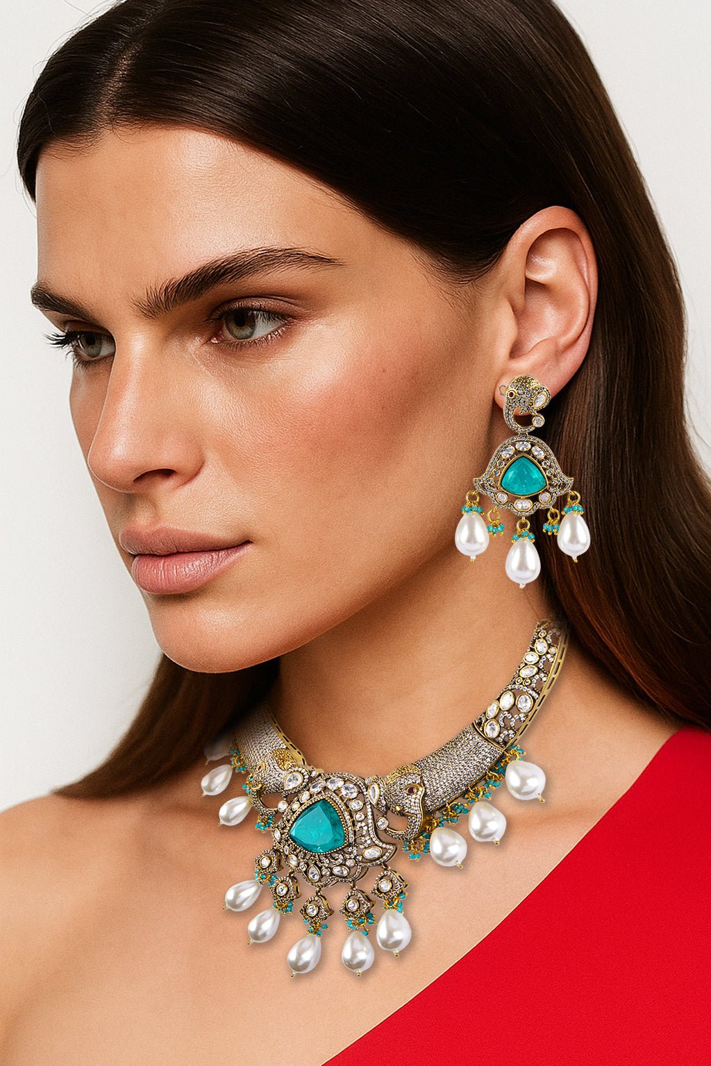 Gülnuş Necklace Set - Blue (Sold as a set with Earrings) - MBAGH