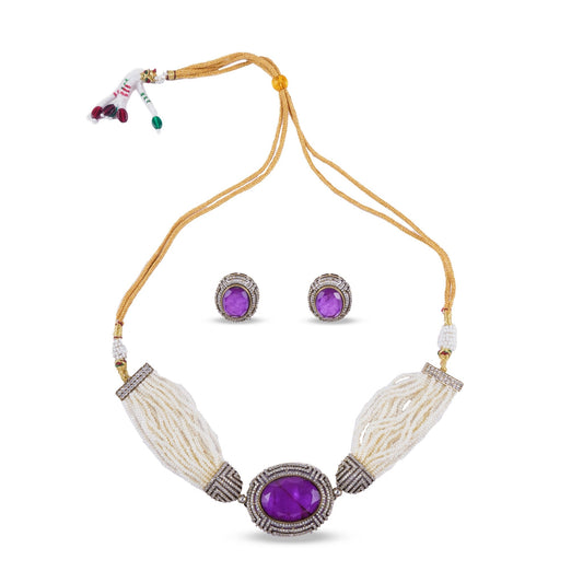 Ishani Necklace Set (Purple) - MBAGH